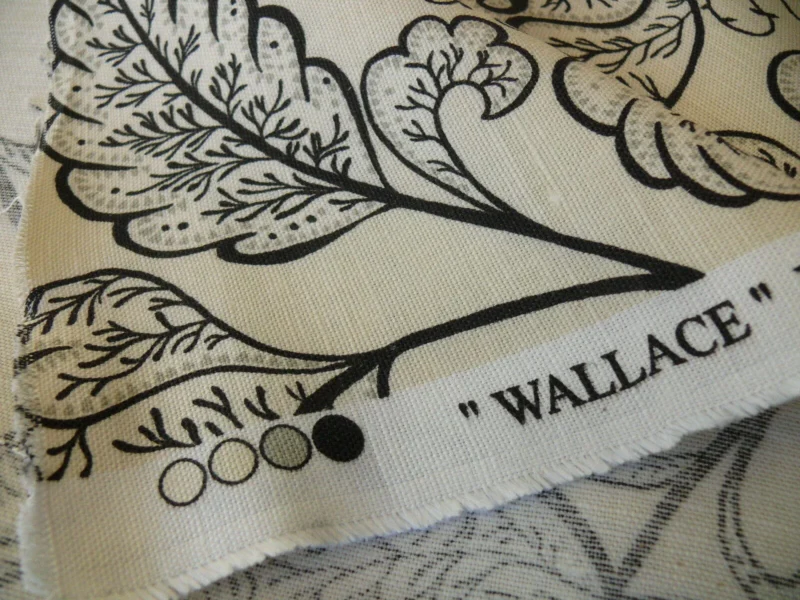 s-l1600.jpg Bty Scalamandre Wallace Linen Print Charcoal Grey On Eggshell Pale Yellow Chintz From Uk MSRP USD 160/y