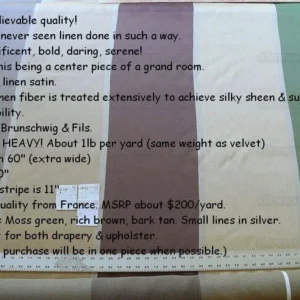 P1560913edit Brunschwig & Fils Monteverde 100% Linen Satin Grandure! Moss Bark Silver #1404