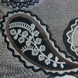 SMASHING! 100% SILK SILK OTTOMAN BLACK & WHITE SILVER PAISLEY  B SMASHING! 100% SILK SILK OTTOMAN BLACK & WHITE SILVER PAISLEY  B