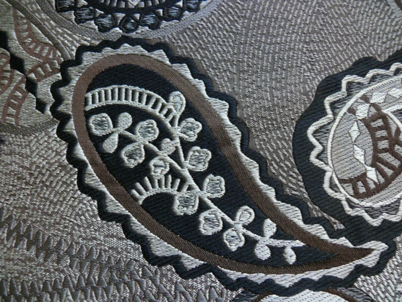 SMASHING! 100% SILK SILK OTTOMAN BLACK & WHITE SILVER PAISLEY  B SMASHING! 100% SILK SILK OTTOMAN BLACK & WHITE SILVER PAISLEY  B