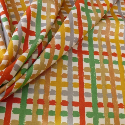 BRUNSCHWIG & FILS PARTY PLAID COTTON PRINT COLORFUL CRAYON! BTY