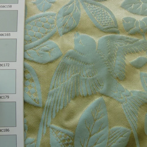 100% SILK SWALLOW DAMASK ARTS & CRAFTS BIRD FLOWER PALE BLUE 100% SILK SWALLOW DAMASK ARTS & CRAFTS BIRD FLOWER PALE BLUE