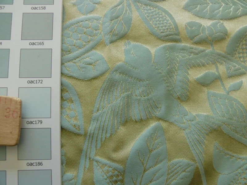100% SILK SWALLOW DAMASK ARTS & CRAFTS BIRD FLOWER PALE BLUE 100% SILK SWALLOW DAMASK ARTS & CRAFTS BIRD FLOWER PALE BLUE