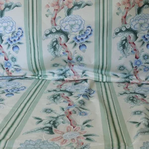 BRUNSCHWIG & FILS K’ANG HSI COTTON PEONY CHINOISERIE MINT GREEN BRUNSCHWIG & FILS K'ANG HSI COTTON PEONY CHINOISERIE MINT GREEN