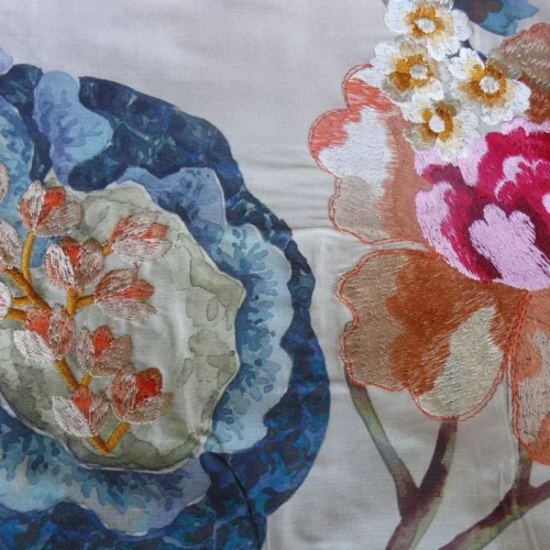 SCALAMANDRE VILLA BALBIANELLO SILK PRINT & EMBROIDERY MUTED BRON