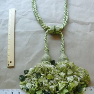 SCALAMANDRE VICHY 100% SILK DOUBLE TIE BACK FERN GREENS EACH MSR SCALAMANDRE VICHY 100% SILK DOUBLE TIE BACK FERN GREENS EACH MSR