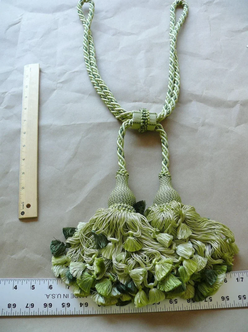 SCALAMANDRE VICHY 100% SILK DOUBLE TIE BACK FERN GREENS EACH MSR SCALAMANDRE VICHY 100% SILK DOUBLE TIE BACK FERN GREENS EACH MSR