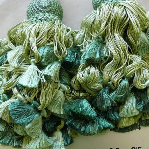 SCALAMANDRE VICHY 100% SILK DOUBLE TIE BACK GRASS GREENS EACH MS