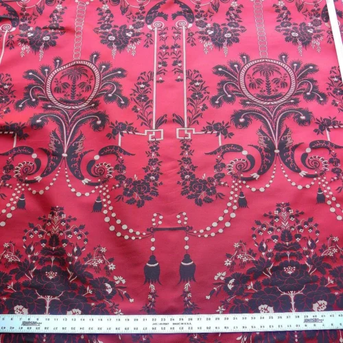 SCALAMANDRE NEOCLASSICAL MEUSE ORNAMENTAL RED CREAM BROWN Silk B