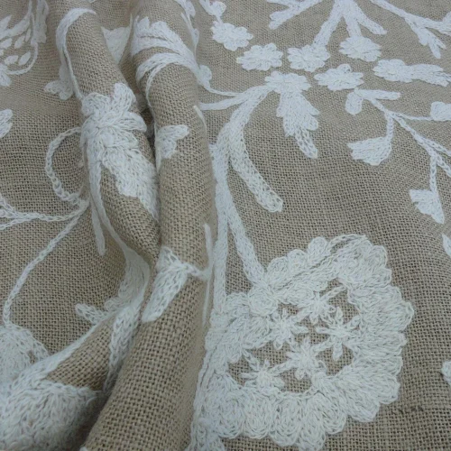 OLD WORLD WEAVERS CREWEL BALIK EMBROIDERY WHITE on NATURAL MSRP$ OLD WORLD WEAVERS CREWEL BALIK EMBROIDERY WHITE on NATURAL MSRP$