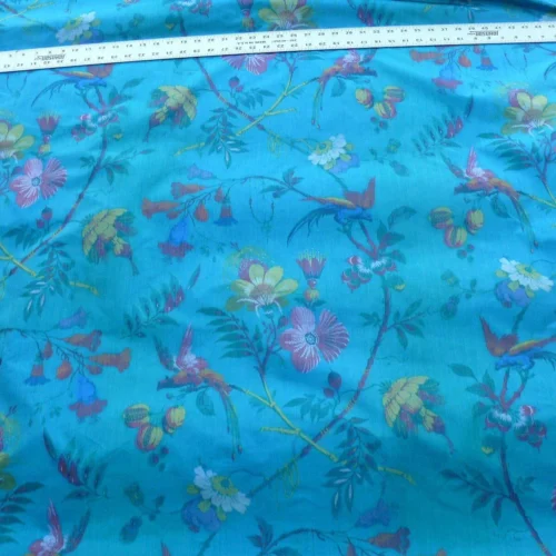 SCALAMANDRE PARADISO TURQUOISE Blue BIRD Tropical Floral SILK WA
