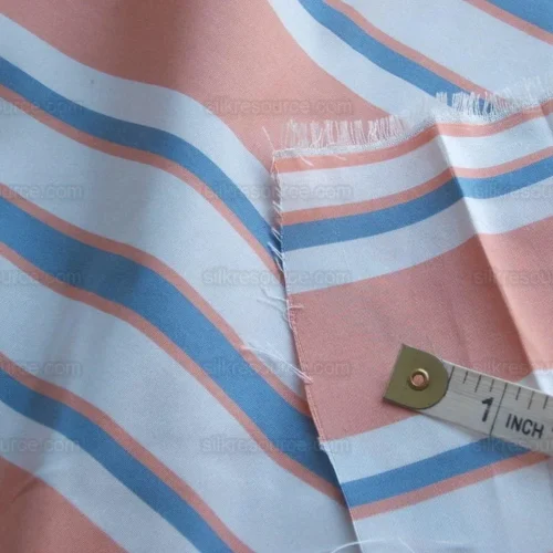 Scalamandre Silk Taffeta Peach Blue Stripe BTY Scalamandre Silk Taffeta Peach Blue Stripe BTY