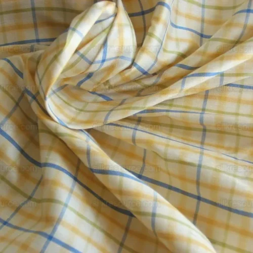 Kravet 100%Silk Dafodill & Sky-Blue Check GINGHAM Kravet 100%Silk Dafodill & Sky-Blue Check GINGHAM