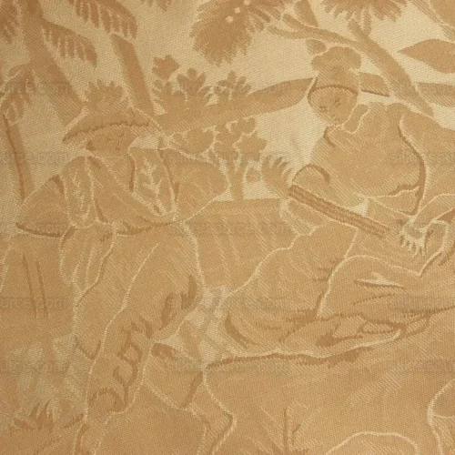 100%Silk Damask Oriental Toile Lite Gold