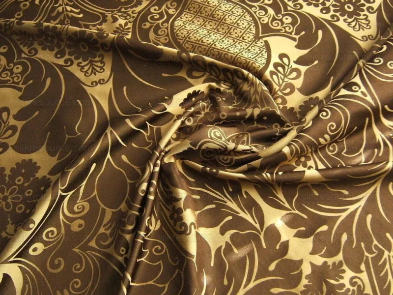 BEACON HILL CLASSY Chippendale 100%Silk Brocade Chocolate