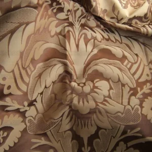 By Yard Brunschwig & Fils Lorenzo Rubelli Silk Damask Renaissance Chocolate Brown Gold
