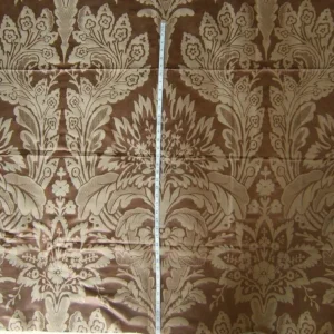 By Yard Brunschwig & Fils Lorenzo Rubelli Silk Damask Renaissance Chocolate Brown Gold