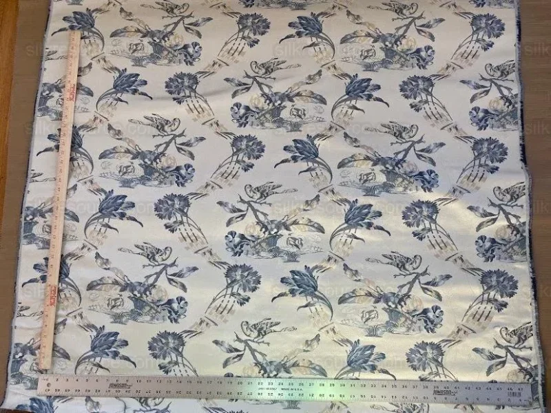 Bty Brunschwig & Fils Little Wren Silk Lampas Porcelain MSRP USD 896Y