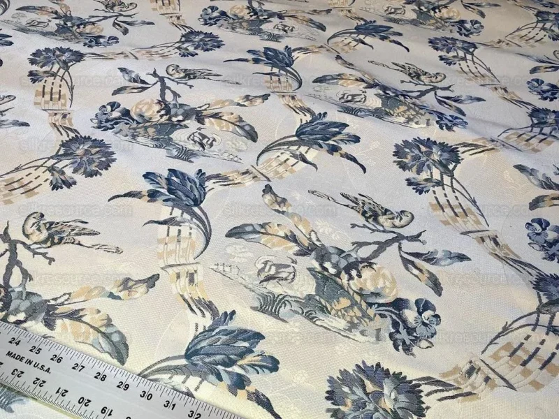 Bty Brunschwig & Fils Little Wren Silk Lampas Porcelain MSRP USD 896Y