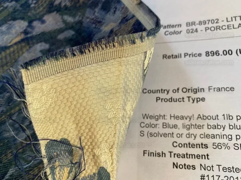Bty Brunschwig & Fils Little Wren Silk Lampas Porcelain MSRP USD 896Y