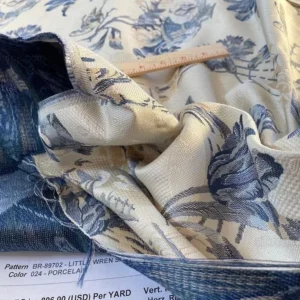 Bty Brunschwig & Fils Little Wren Silk Lampas Porcelain MSRP USD 896Y