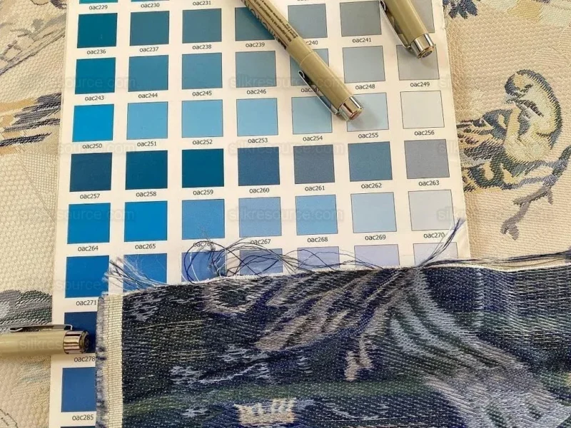 Bty Brunschwig & Fils Little Wren Silk Lampas Porcelain MSRP USD 896Y