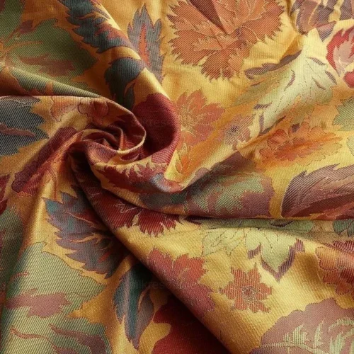 HiEnd 100% Silk Lampas Brocade Golden Fall Foliage BTY HiEnd 100% Silk Lampas Brocade Golden Fall Foliage BTY
