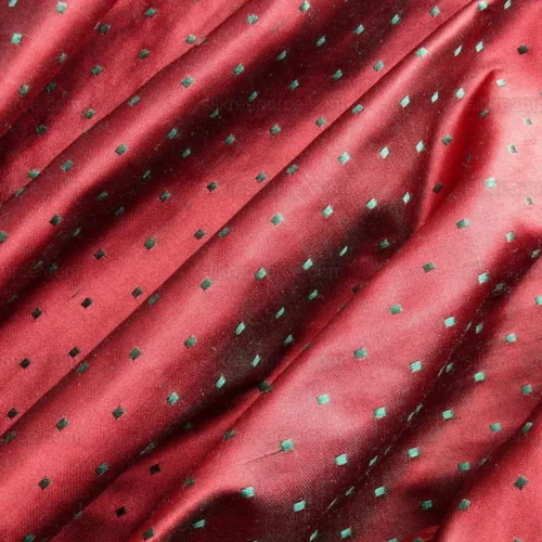 100% SILK SATIN DAMASK CRIMSON RED POLKA DOT GLAMOR 100% SILK SATIN DAMASK CRIMSON RED POLKA DOT GLAMOR
