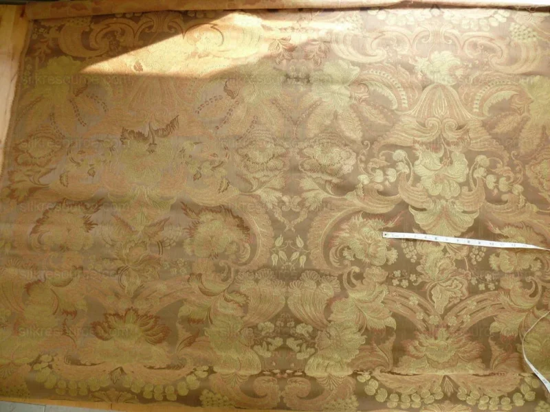 **On hold Coraggio Textile Buonarroti Tobacco Brown Silk Lampas Designed By Michelangelo - 3 yards