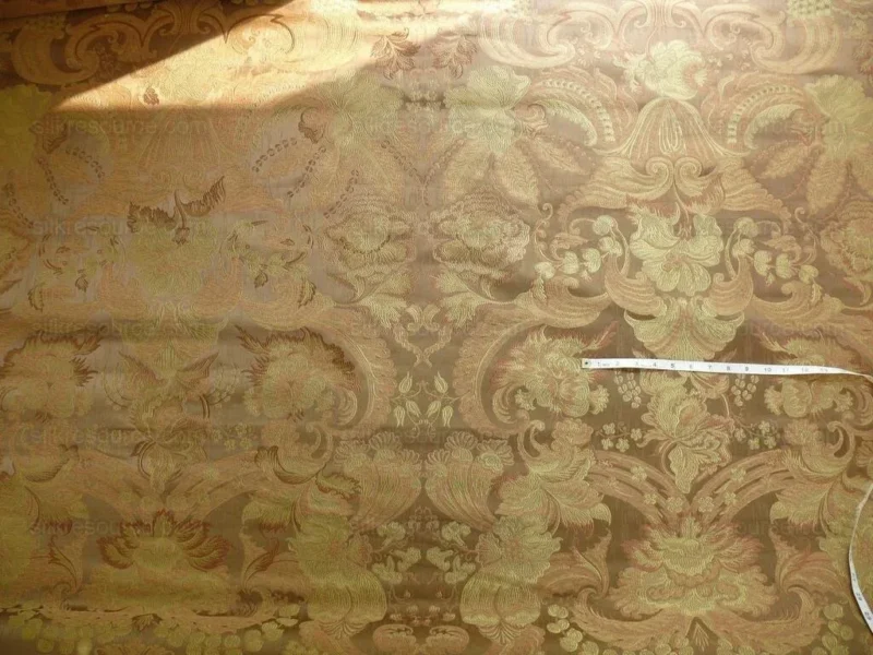 **On hold Coraggio Textile Buonarroti Tobacco Brown Silk Lampas Designed By Michelangelo - 3 yards