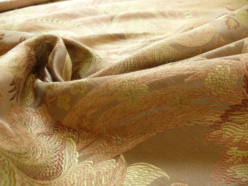 **On hold Coraggio Textile Buonarroti Tobacco Brown Silk Lampas Designed By Michelangelo - 3 yards