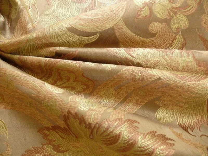 **On hold Coraggio Textile Buonarroti Tobacco Brown Silk Lampas Designed By Michelangelo - 3 yards