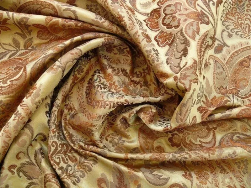 P1110354.jpg Bty Fab 100% Silk Lampas Cashmere Paisley "java" Brown MSRP USD200+/yard