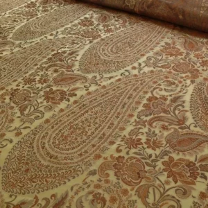 P1110359.jpg Bty Fab 100% Silk Lampas Cashmere Paisley "java" Brown MSRP USD200+/yard