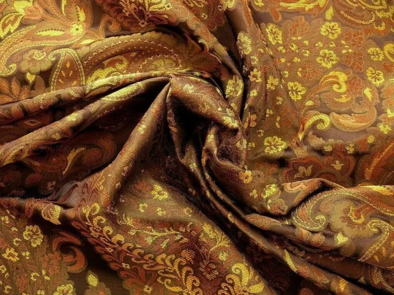 P1110365.jpg By Yard Hiend 100% Silk Lampas Cashmere Paisley "coffee" MSRP USD200+/yard