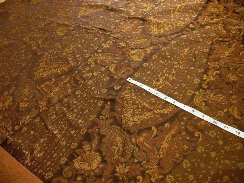 P1110375.jpg By Yard Hiend 100% Silk Lampas Cashmere Paisley "coffee" MSRP USD200+/yard