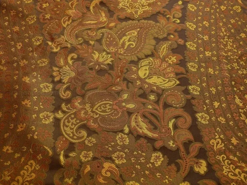 P1110382.jpg By Yard Hiend 100% Silk Lampas Cashmere Paisley "coffee" MSRP USD200+/yard