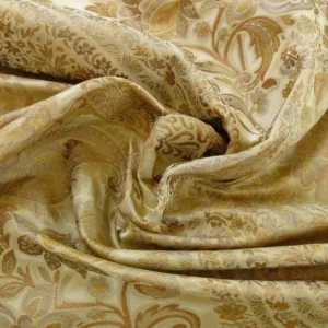 P1110451.jpg By Yard Fab 100% Silk Lampas Cashmere Paisley "flax" Ivory MSRP USD200+/yard