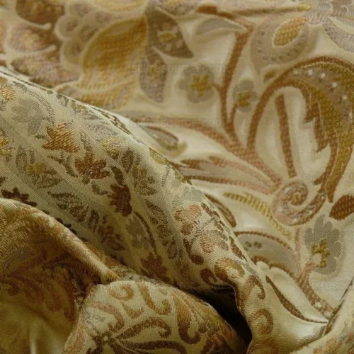 BY YARD FAB 100% SILK LAMPAS CASHMERE PAISLEY "FLAX" IVORY BY YARD FAB 100% SILK LAMPAS CASHMERE PAISLEY "FLAX" IVORY