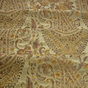 BTY FAB 100% SILK LAMPAS CASHMERE PAISLEY "STRAW" GOLD BTY FAB 100% SILK LAMPAS CASHMERE PAISLEY "STRAW" GOLD