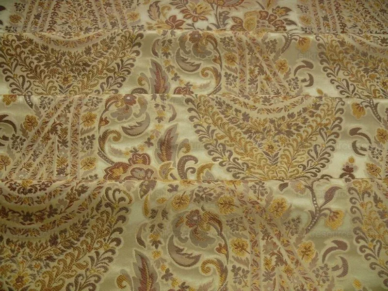 P1110500.jpg Bty Fab 100% Silk Lampas Cashmere Paisley "straw" Gold MSRP USD200+/yard
