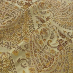 P1110501.jpg Bty Fab 100% Silk Lampas Cashmere Paisley "straw" Gold MSRP USD200+/yard