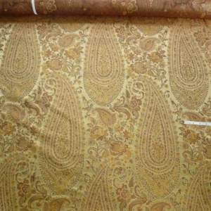 P1110503.jpg Bty Fab 100% Silk Lampas Cashmere Paisley "straw" Gold MSRP USD200+/yard