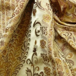 P1110505.jpg Bty Fab 100% Silk Lampas Cashmere Paisley "straw" Gold MSRP USD200+/yard