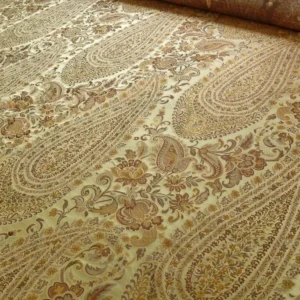 P1110508.jpg Bty Fab 100% Silk Lampas Cashmere Paisley "straw" Gold MSRP USD200+/yard