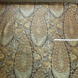 P1110514.jpg Bty Fab 100% Silk Lampas Cashmere Paisley "sumatra" Brown MSRP USD200+/yard