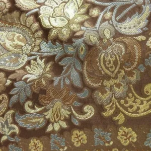 P1110515.jpg Bty Fab 100% Silk Lampas Cashmere Paisley "sumatra" Brown MSRP USD200+/yard