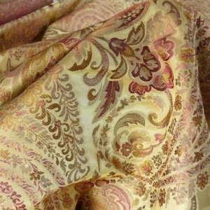 P1110535.jpg by yard Special Order By Yard Fab 100% Silk Lampas Cashmere Paisley "claret" Red Pink MSRP USD200+/yard