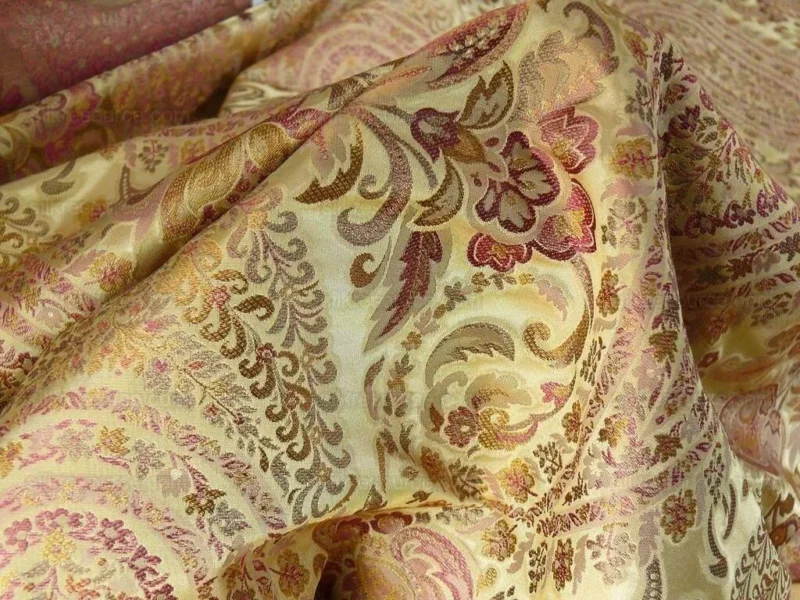 P1110535.jpg by yard Special Order By Yard Fab 100% Silk Lampas Cashmere Paisley "claret" Red Pink MSRP USD200+/yard