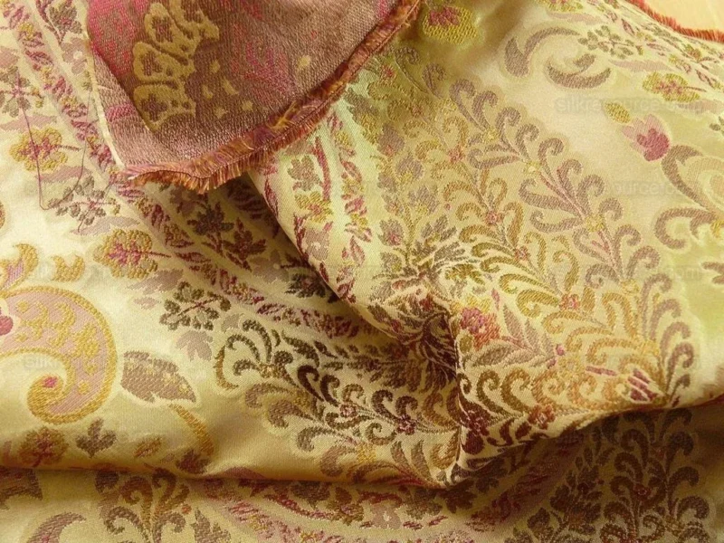 P1110539.jpg by yard Special Order By Yard Fab 100% Silk Lampas Cashmere Paisley "claret" Red Pink MSRP USD200+/yard